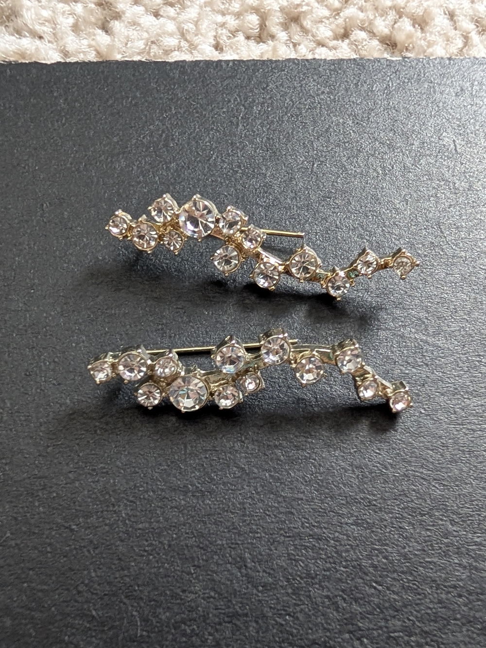 BaubleBar Gold Crystal Ear Climbers with Clear Stones